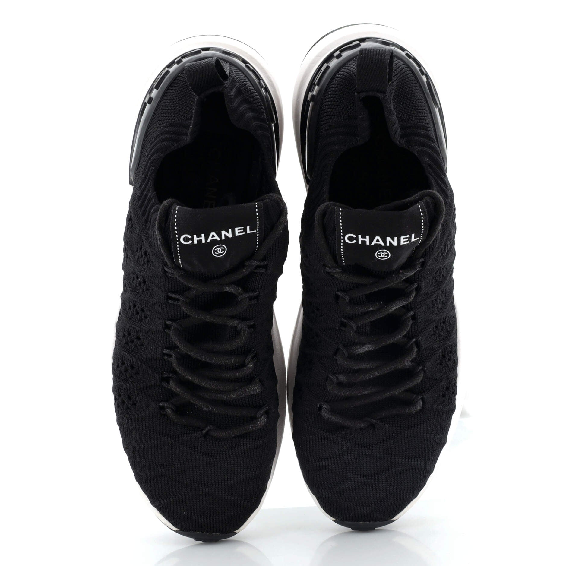 Women's Logo Sock Knit Sneakers Quilted Fabric