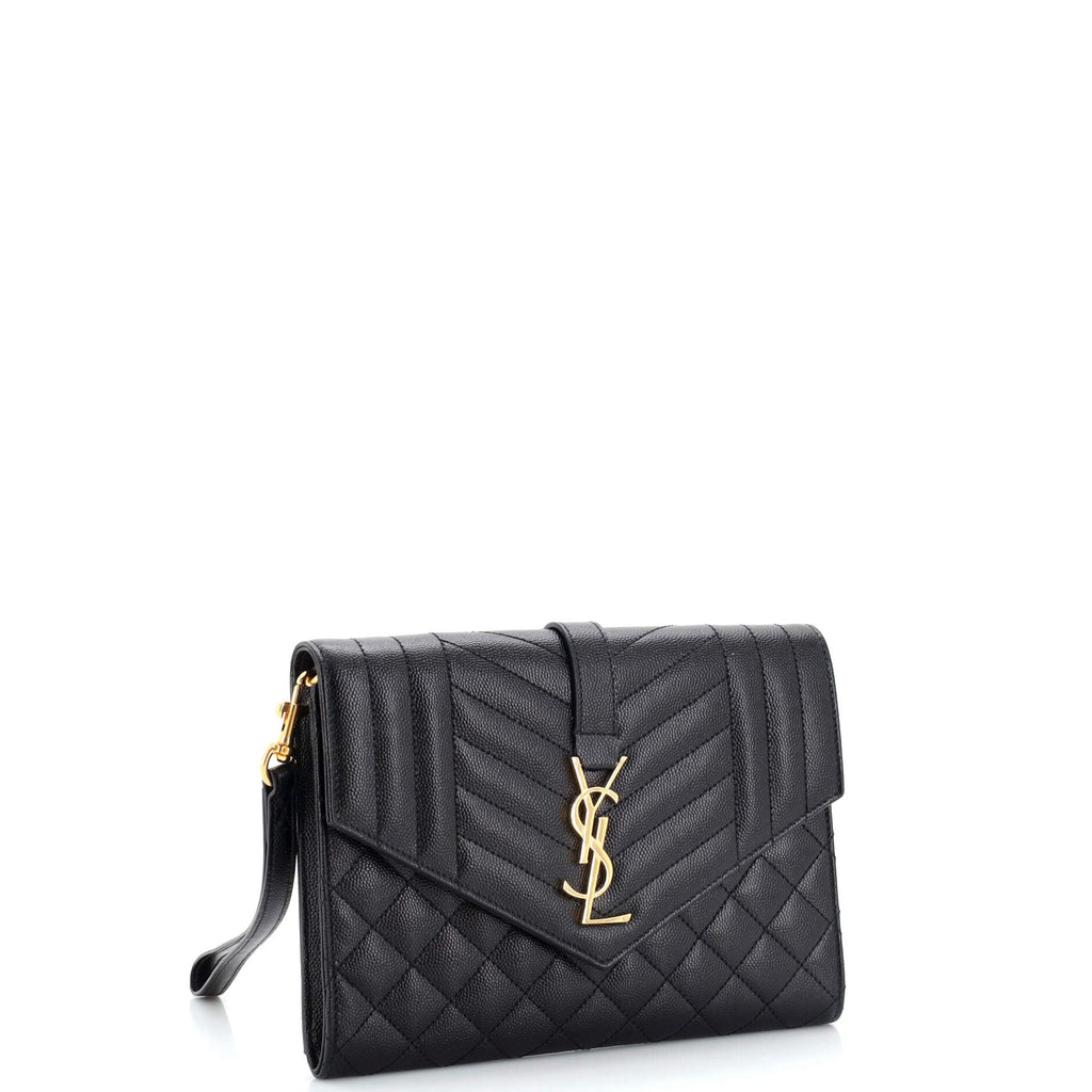 Classic Monogram Envelope Wristlet Clutch Mixed Matelasse Leather