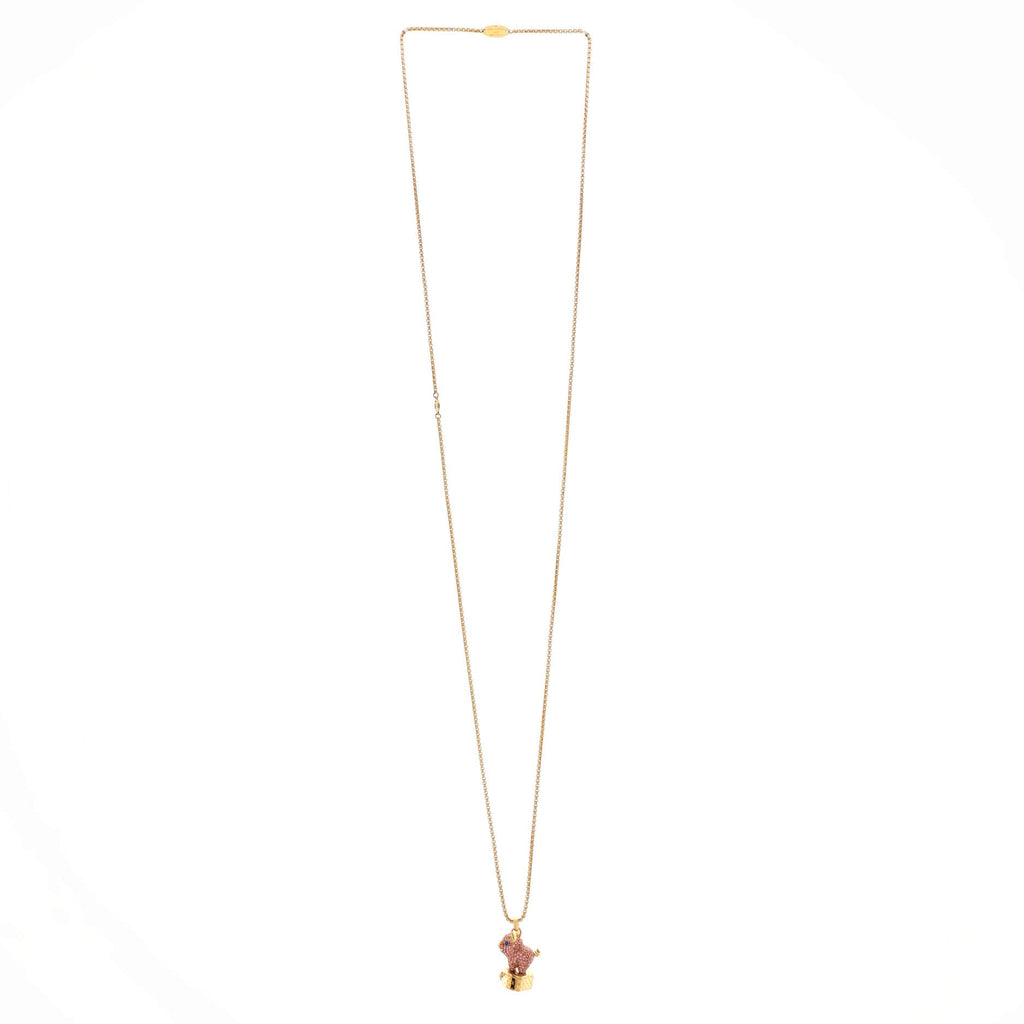 Vuittonite Pig Necklace Metal with Crystals