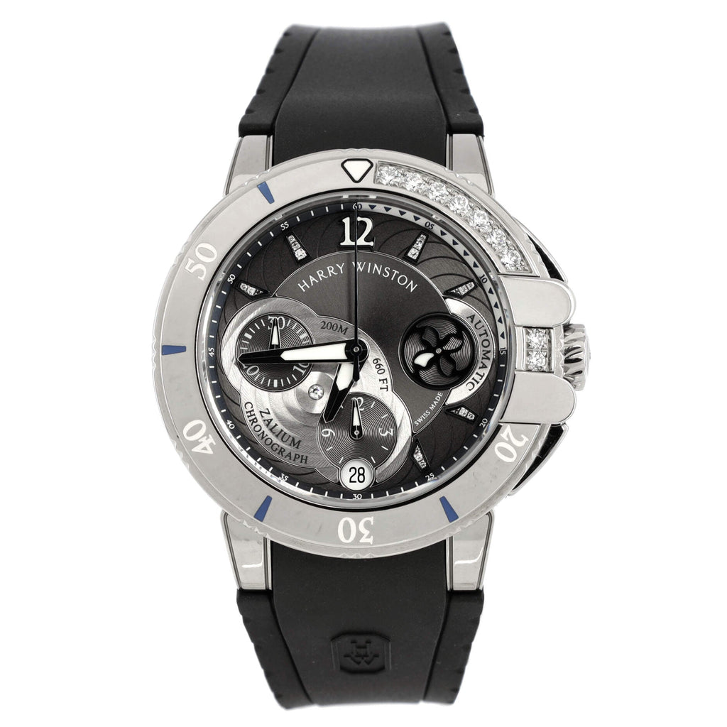 Ocean Sport Chronograph Automatic Watch Zalium and Rubber with Diamond Bezel and Markers 38