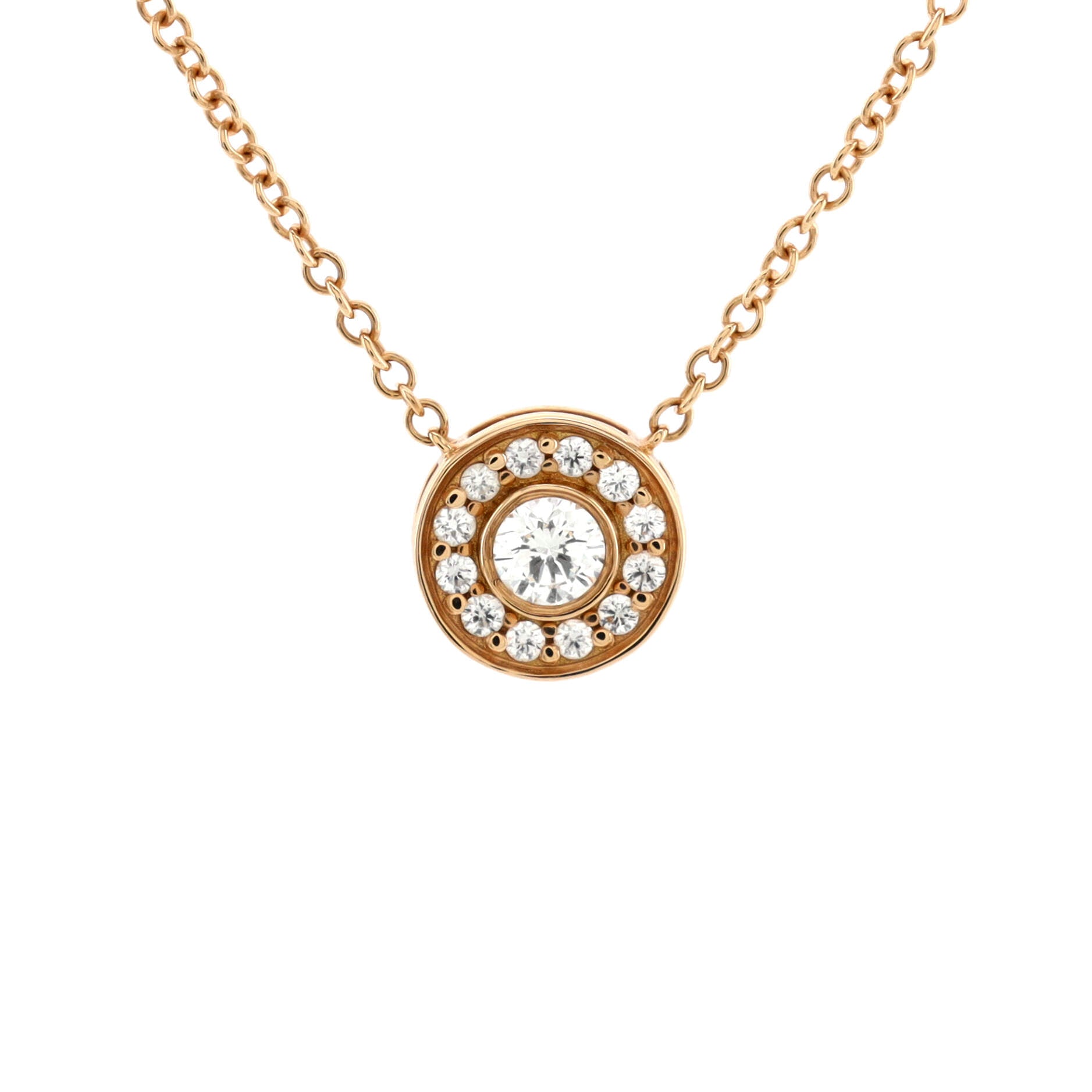 Circlet Pendant Necklace 18K Rose Gold with Diamonds Mini