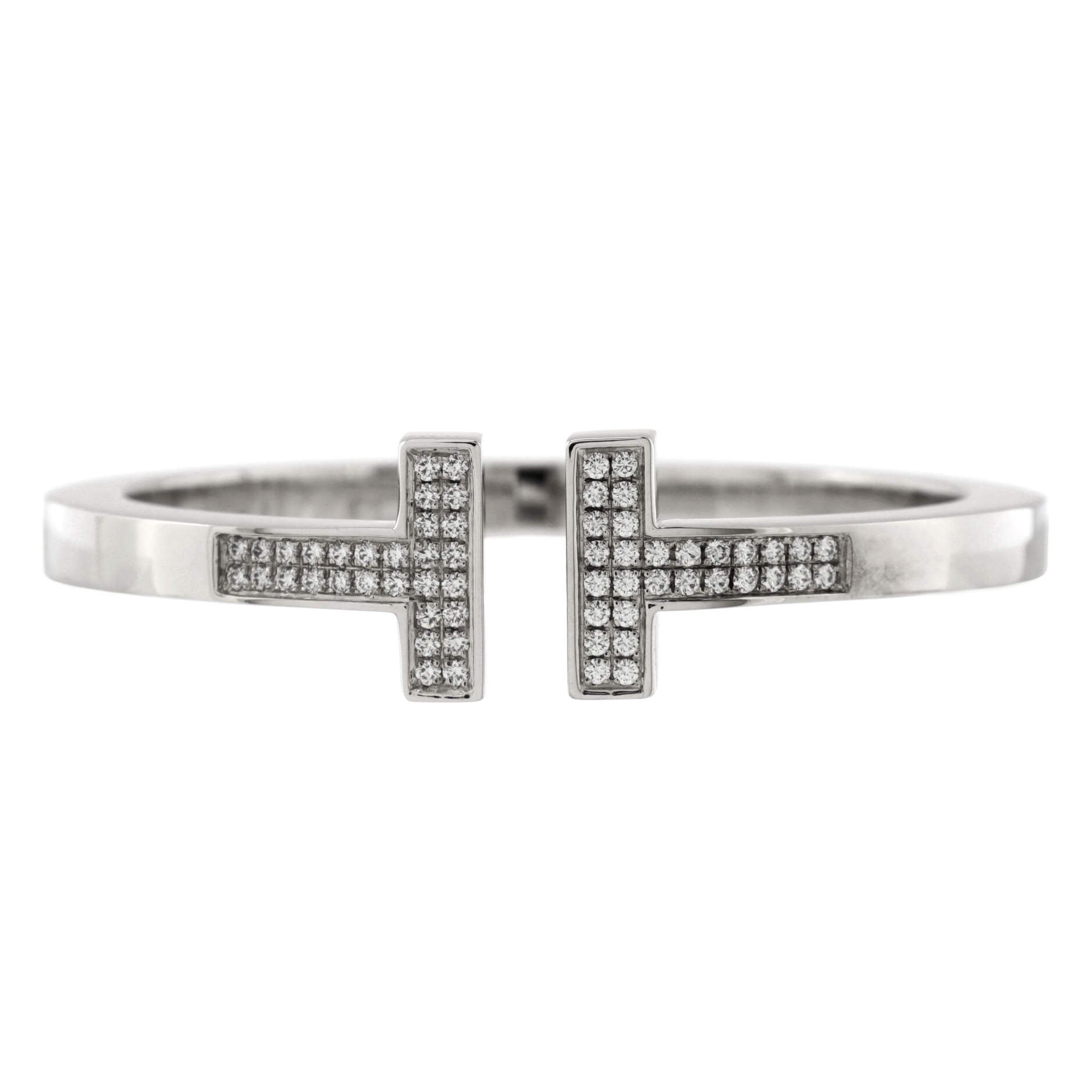 T Square Bracelet 18K White Gold with Pave Diamonds