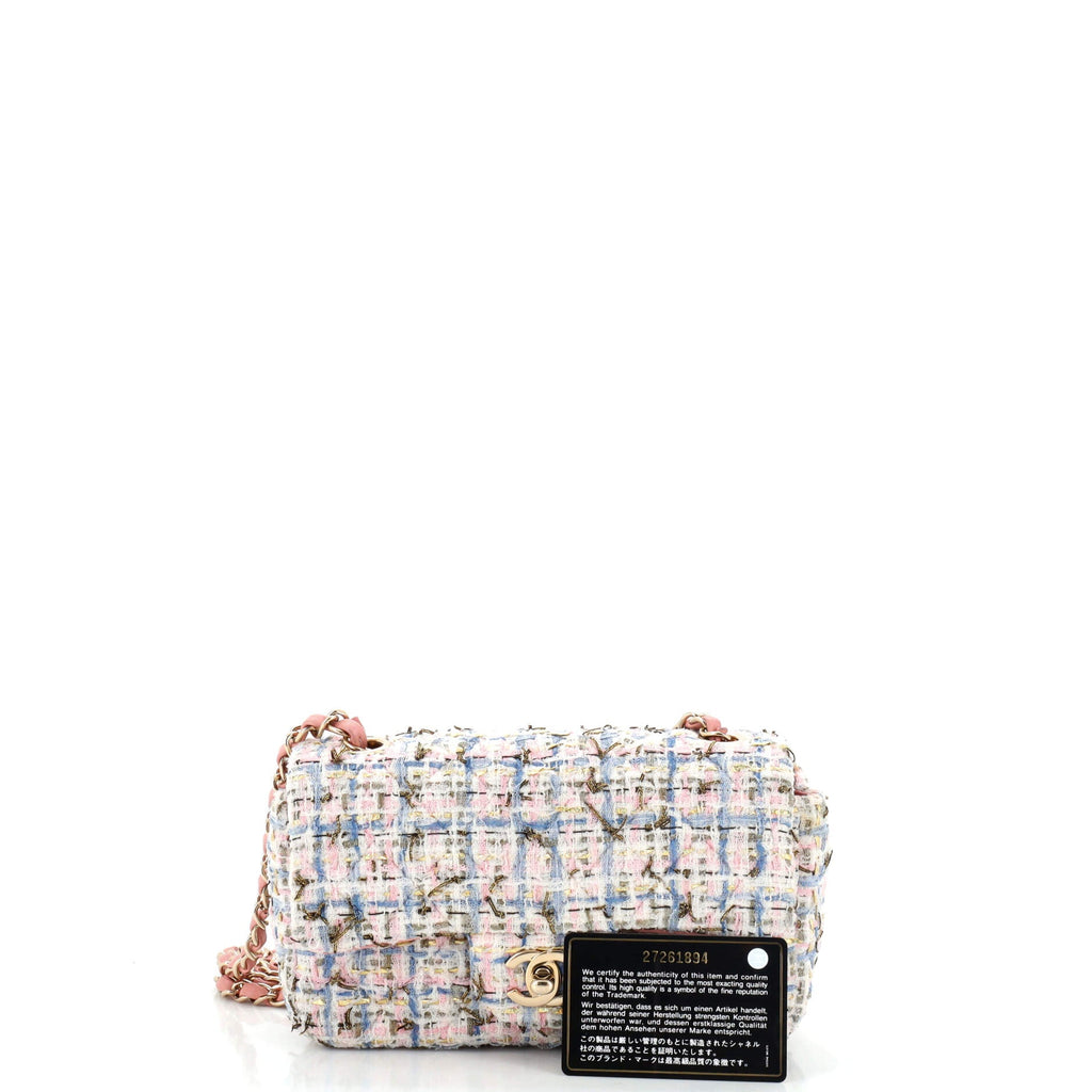 Classic Single Flap Bag Quilted Tweed and Ribbon Mini