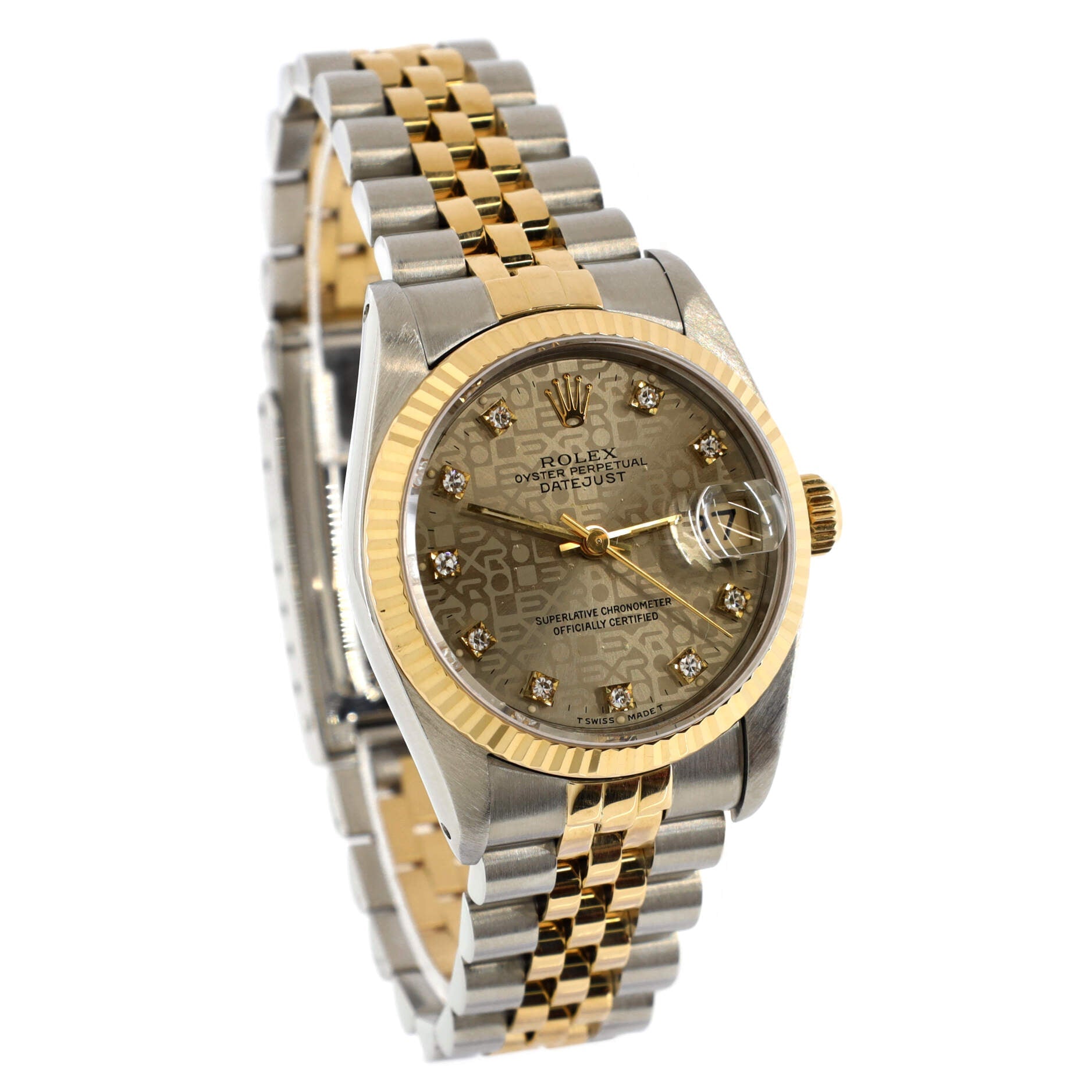 Oyster Perpetual Datejust Automatic Watch Stainless Steel and Yellow Gold with Diamond Markers 31