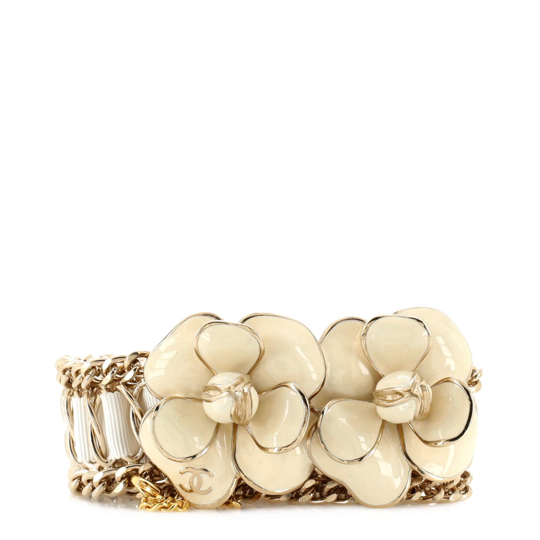 Camellia Chain Belt Metal and Ribbon with Enamel 80