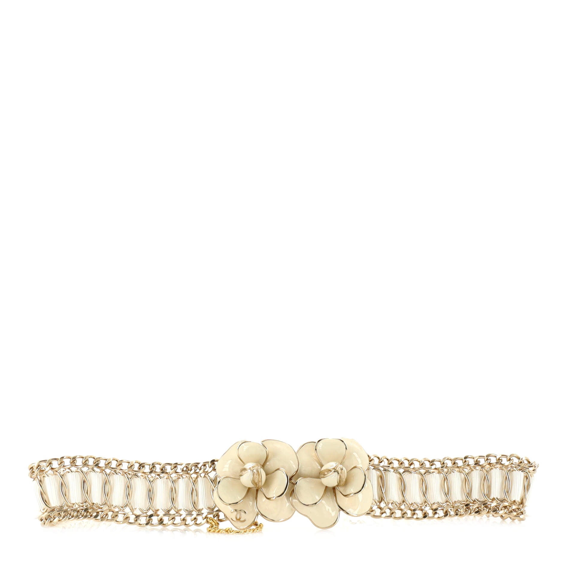 Camellia Chain Belt Metal and Ribbon with Enamel 80