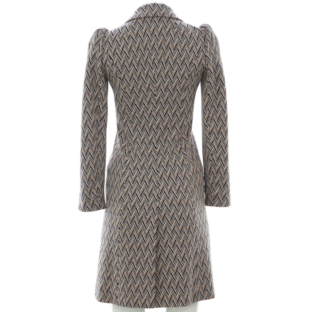 Women's Pointed Collar Double Breasted Long Coat Tweed