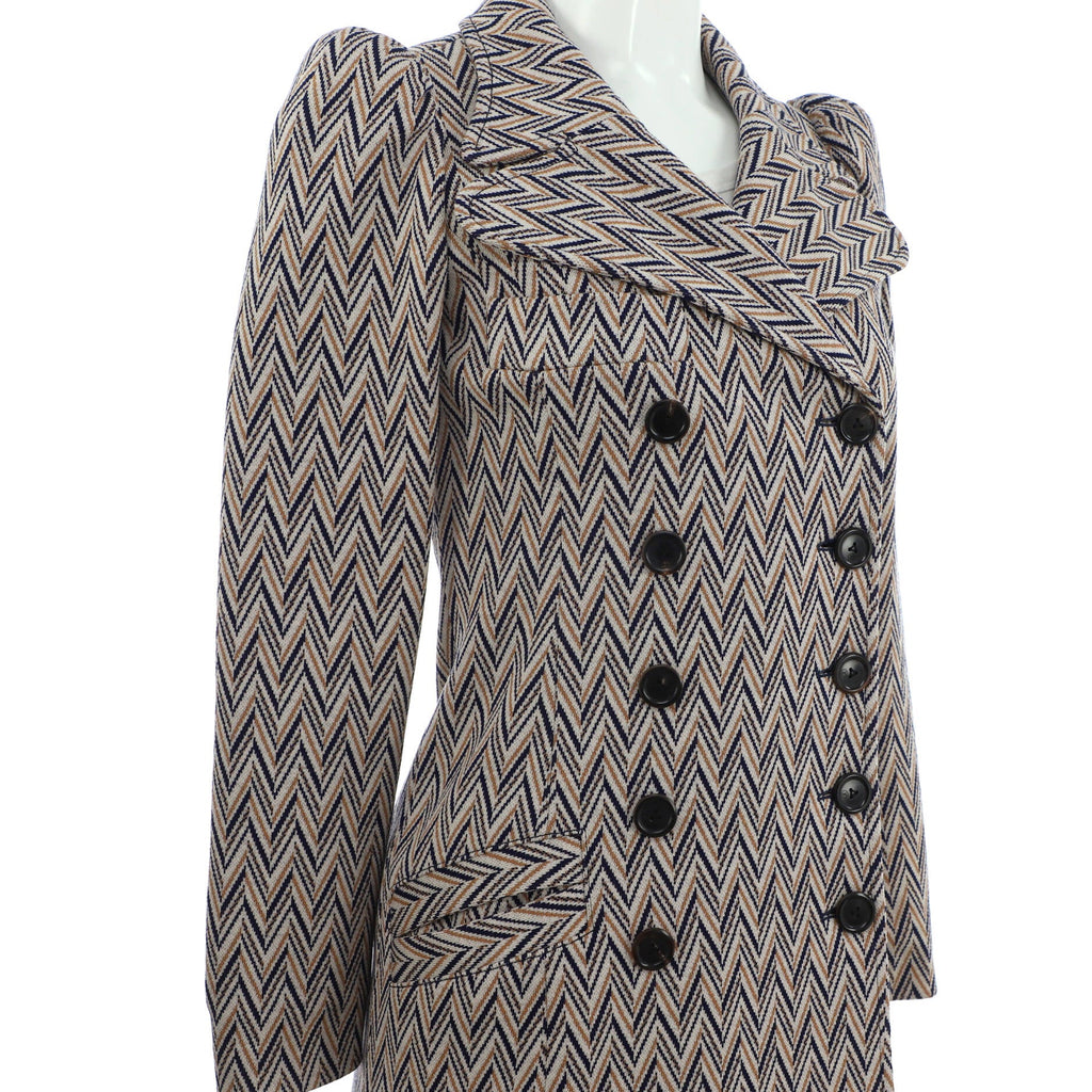 Women's Pointed Collar Double Breasted Long Coat Tweed