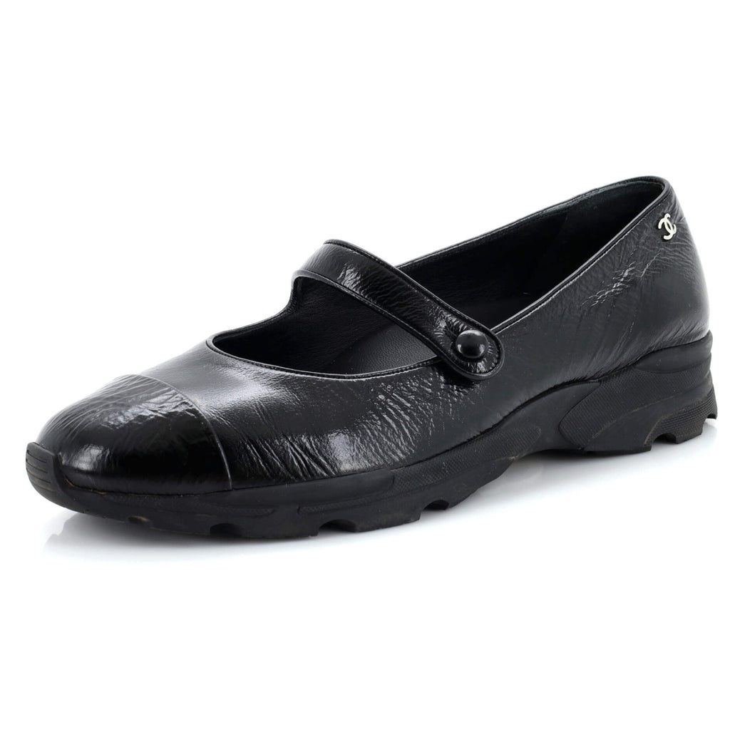 Women's CC Mary Jane Rubber Sole Flats Leather