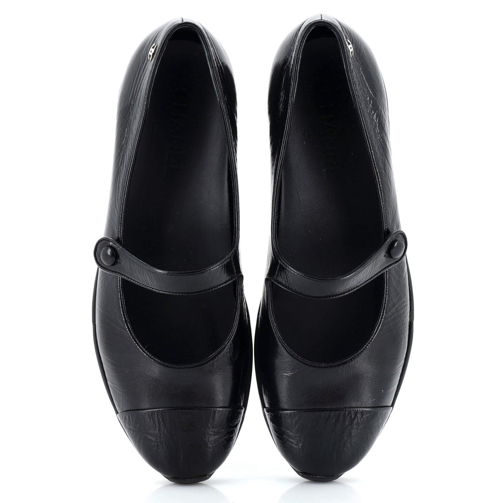 Women's CC Mary Jane Rubber Sole Flats Leather
