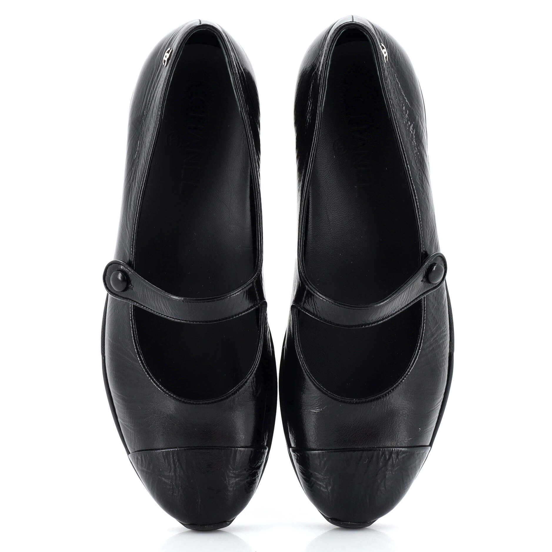 Women's CC Mary Jane Rubber Sole Flats Leather