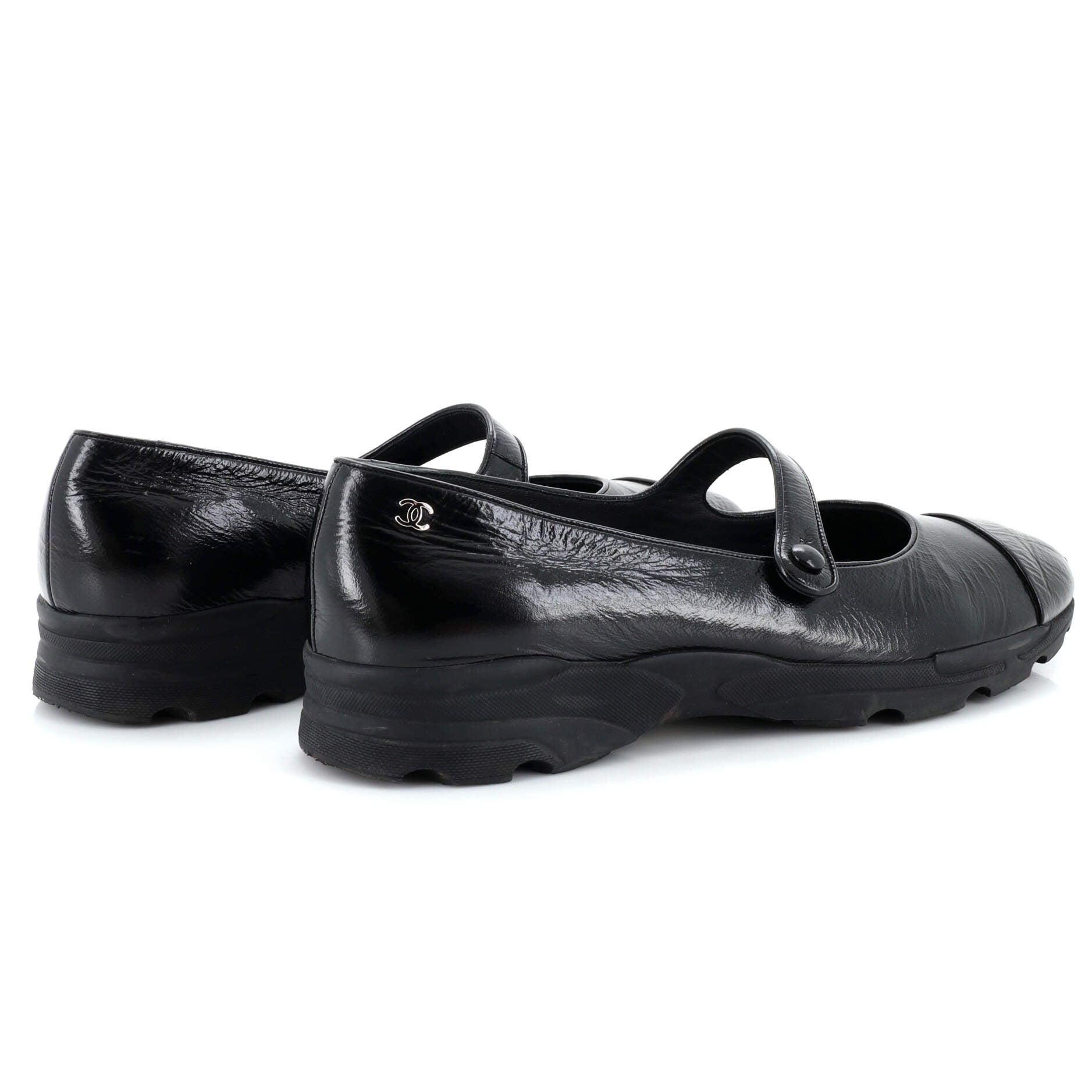 Women's CC Mary Jane Rubber Sole Flats Leather