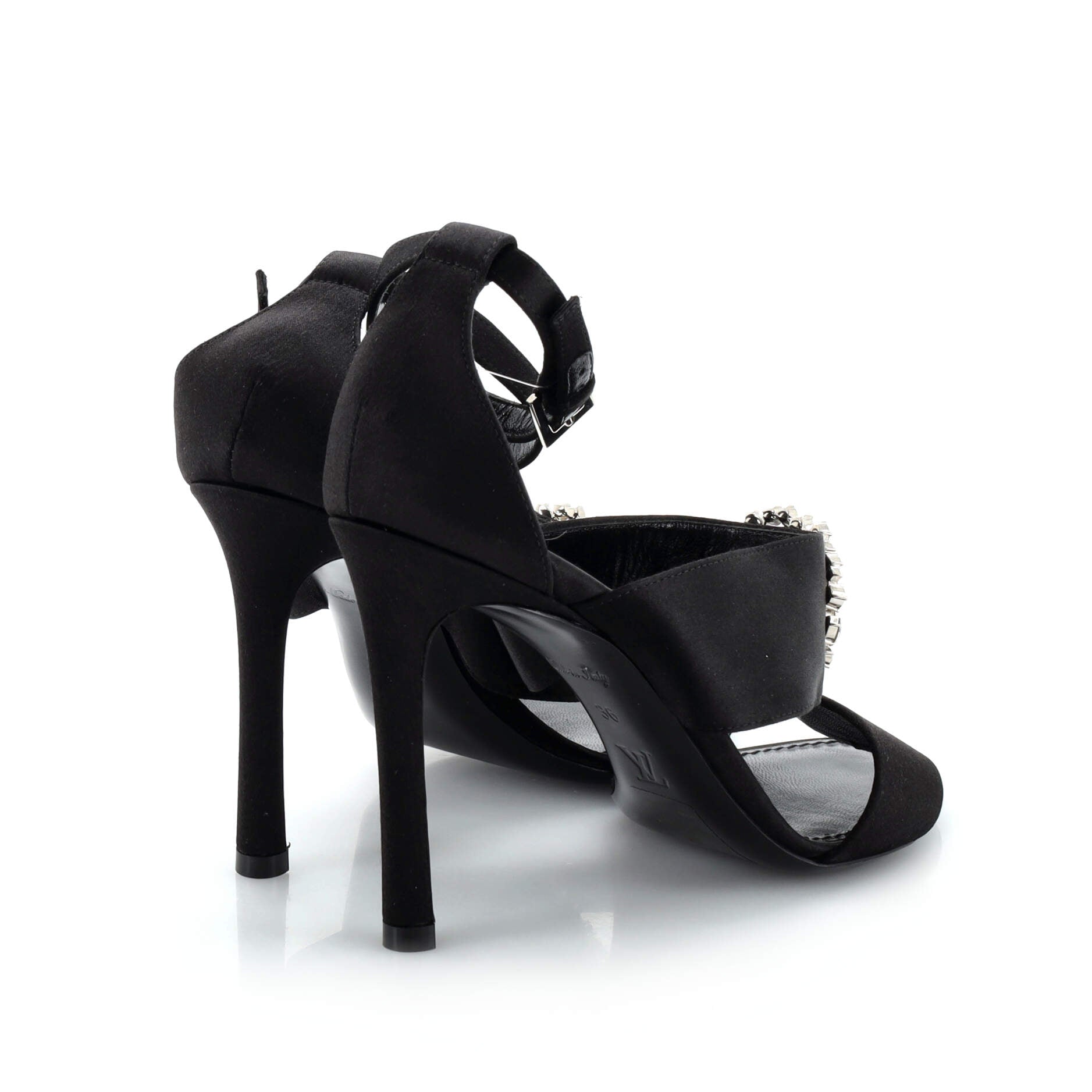 Women's Madeleine Open Toe Pumps Satin with Crystals