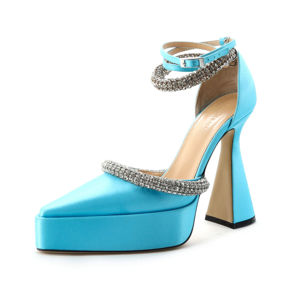 Women's Kimberly Ankle Strap Platform Pumps Satin 140