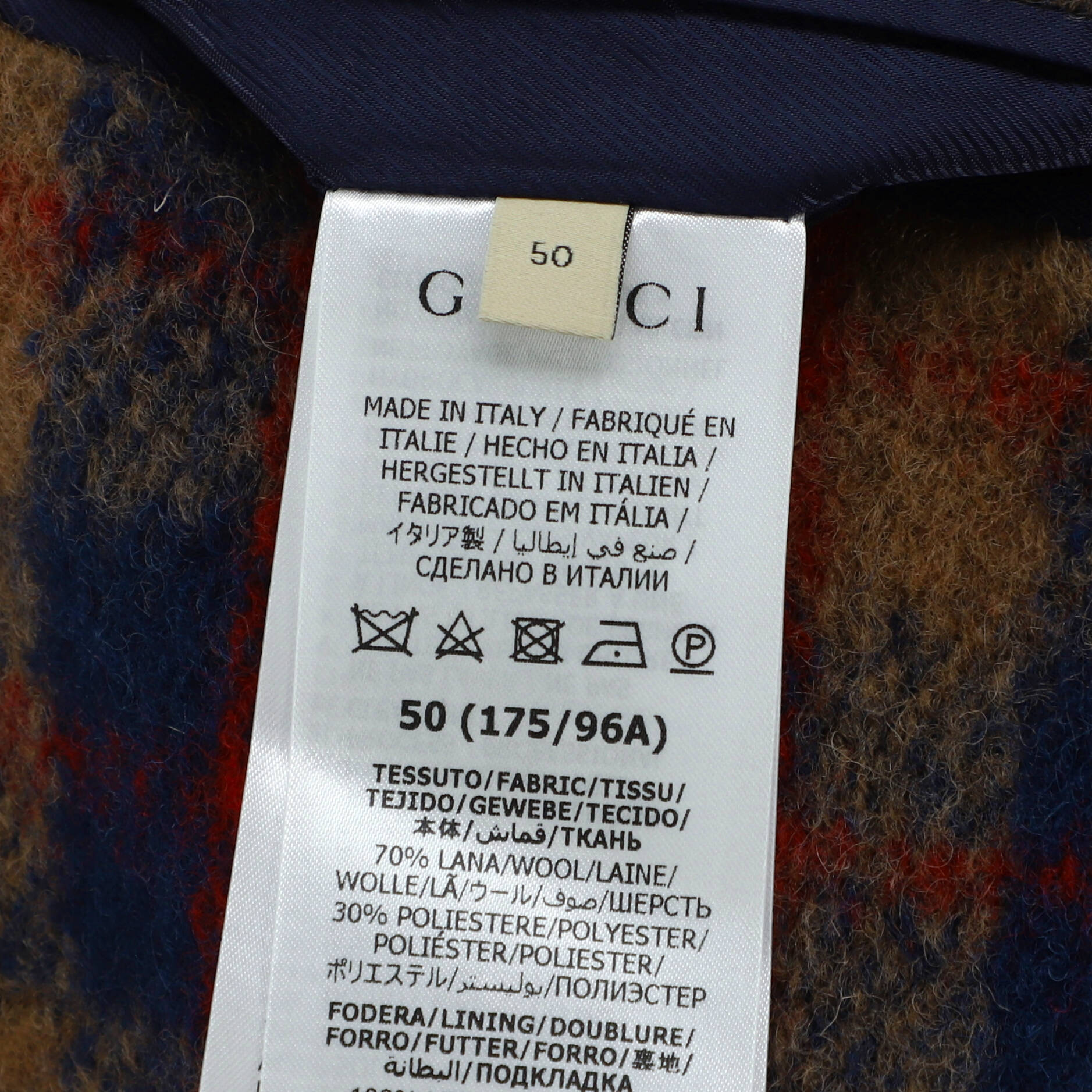 Men's GG Checked Button Up Blazer Wool Blend