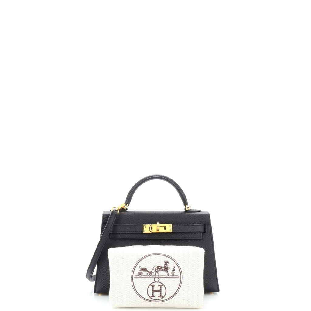 Kelly Mini II Bag Noir Epsom with Gold Hardware 20