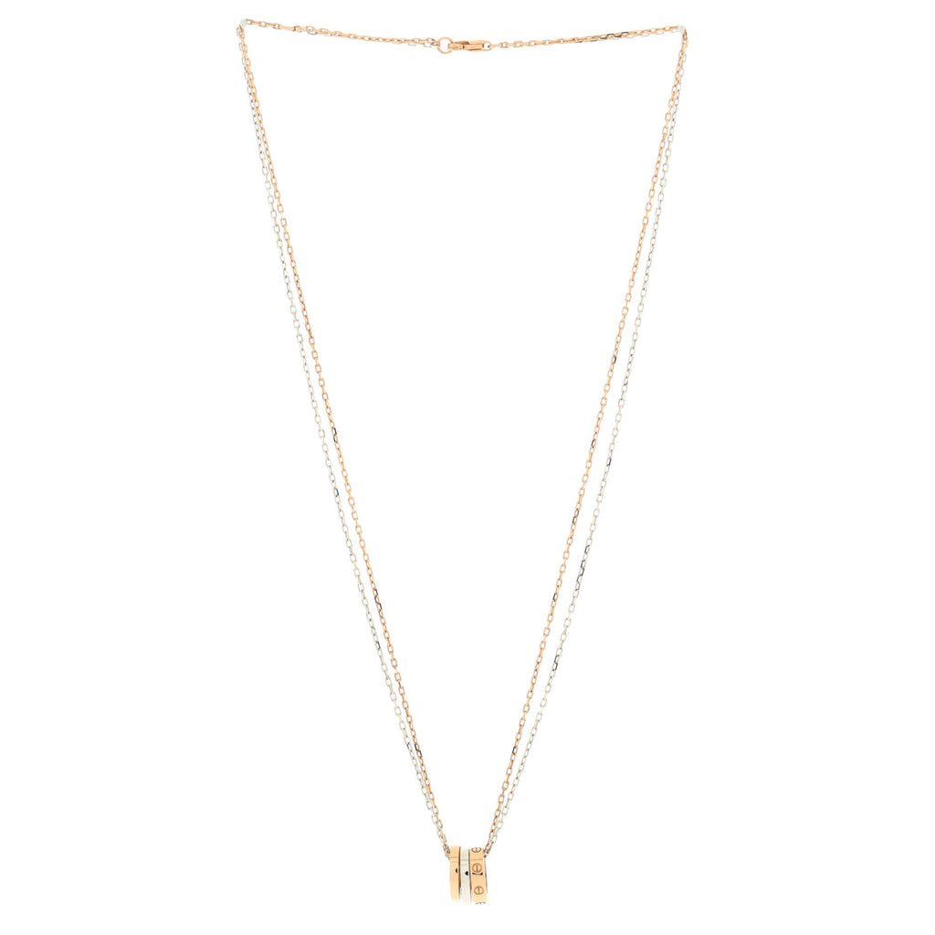 Love 3 Ring Pendant Necklace 18K Rose Gold and 18K White Gold with 6 Diamonds