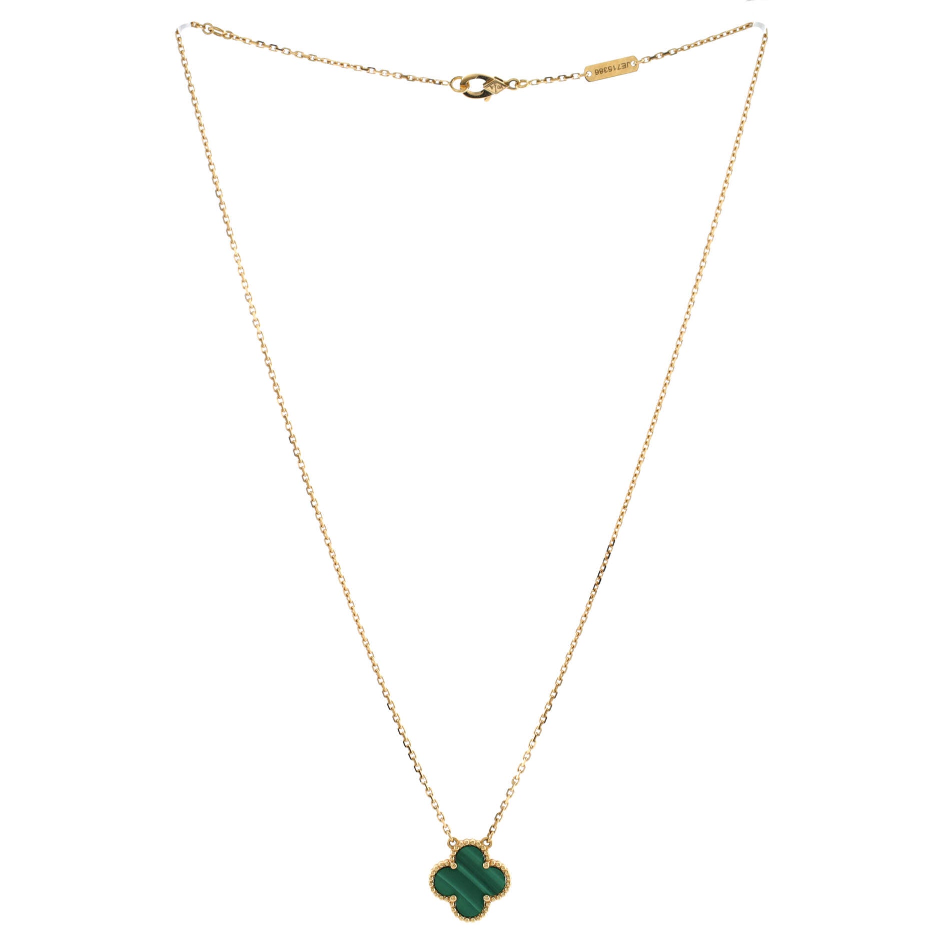 Vintage Alhambra Pendant Necklace 18K Yellow Gold and Malachite