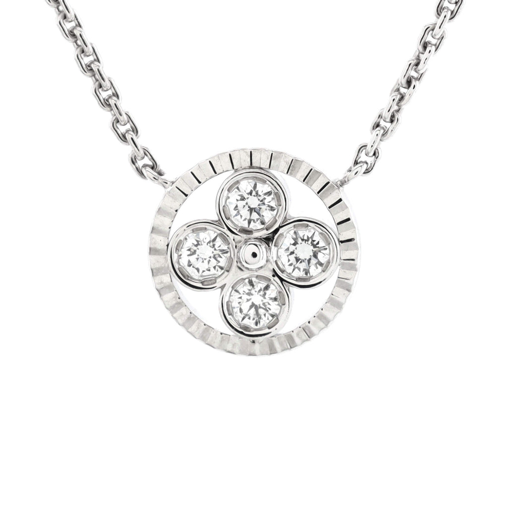 Sun Blossom Pendant Necklace 18K White Gold with Diamonds