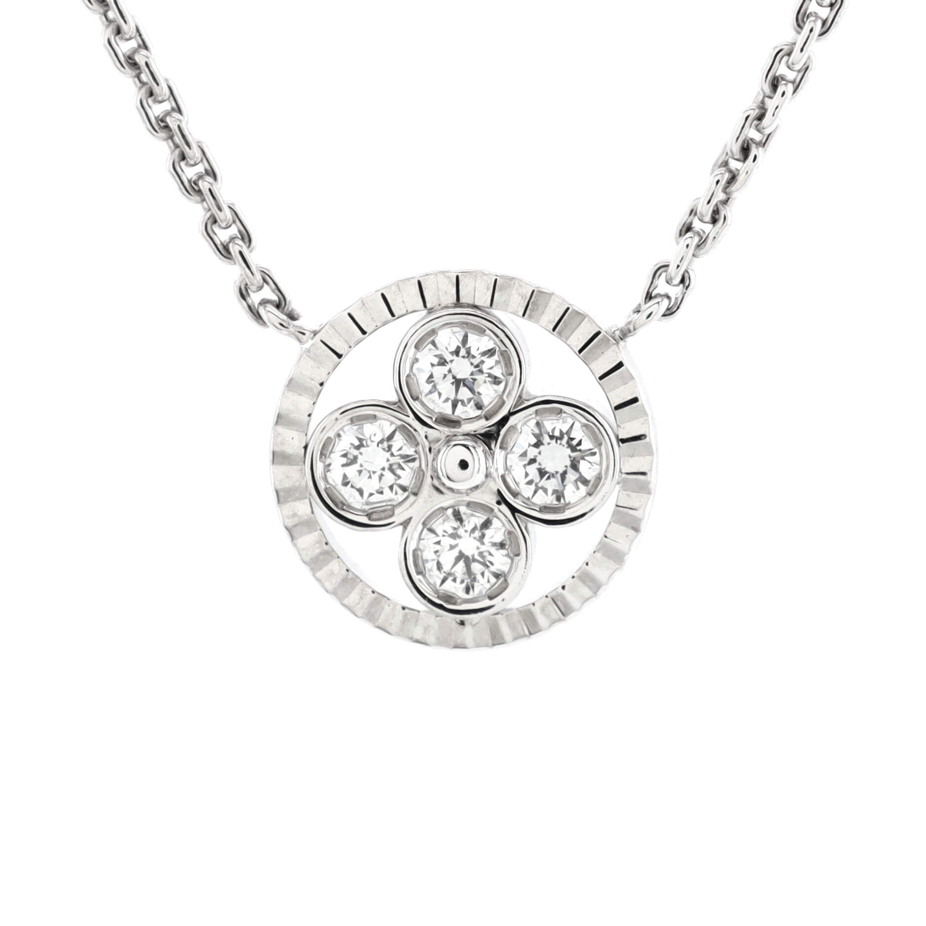 Sun Blossom Pendant Necklace 18K White Gold with Diamonds