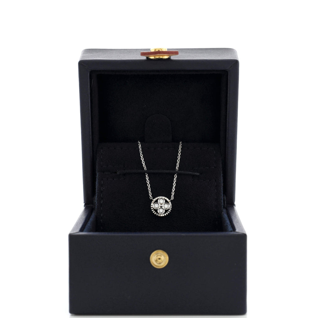 Sun Blossom Pendant Necklace 18K White Gold with Diamonds