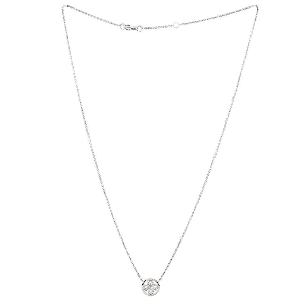 Sun Blossom Pendant Necklace 18K White Gold with Diamonds