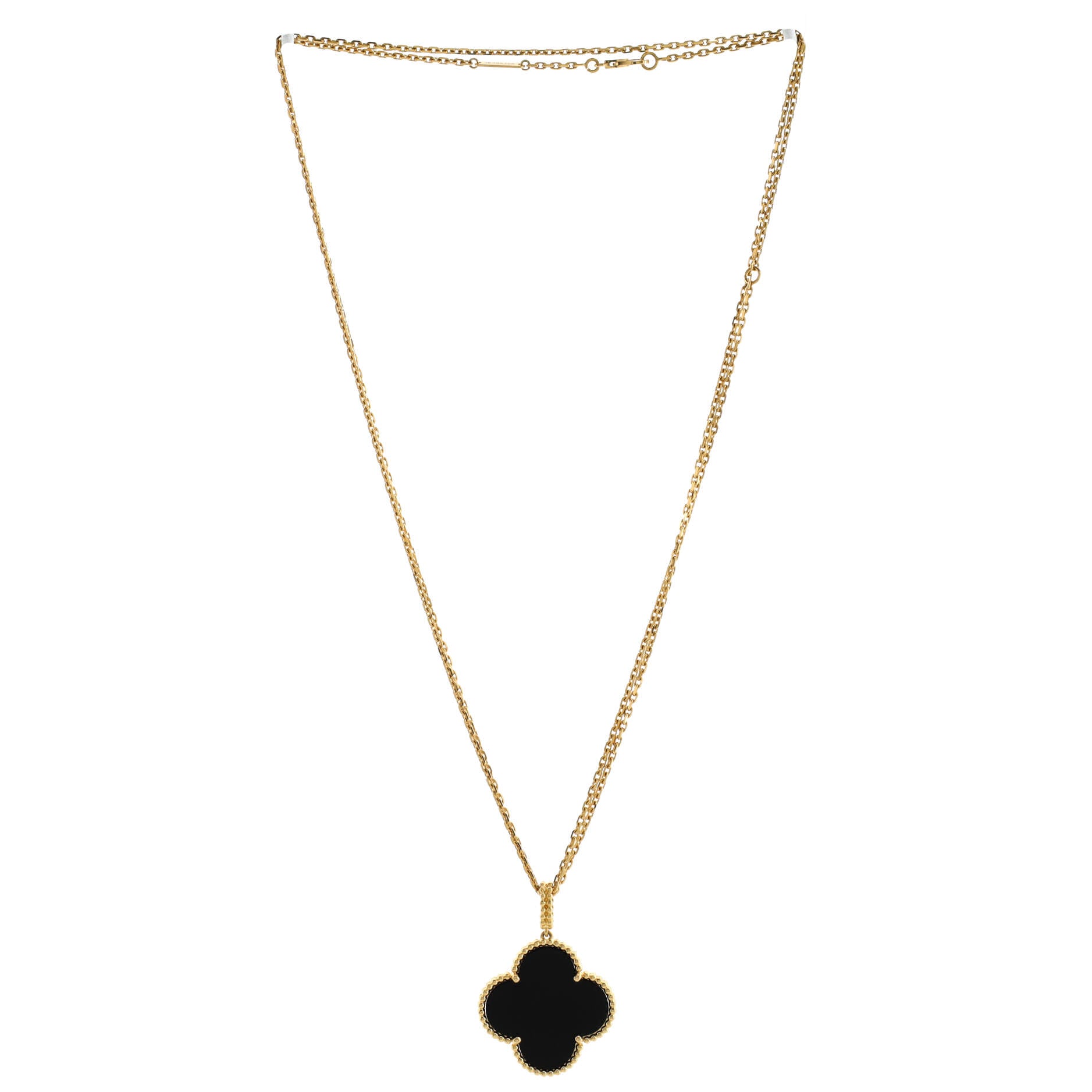 Magic Alhambra Pendant Necklace 18K Yellow Gold and Onyx
