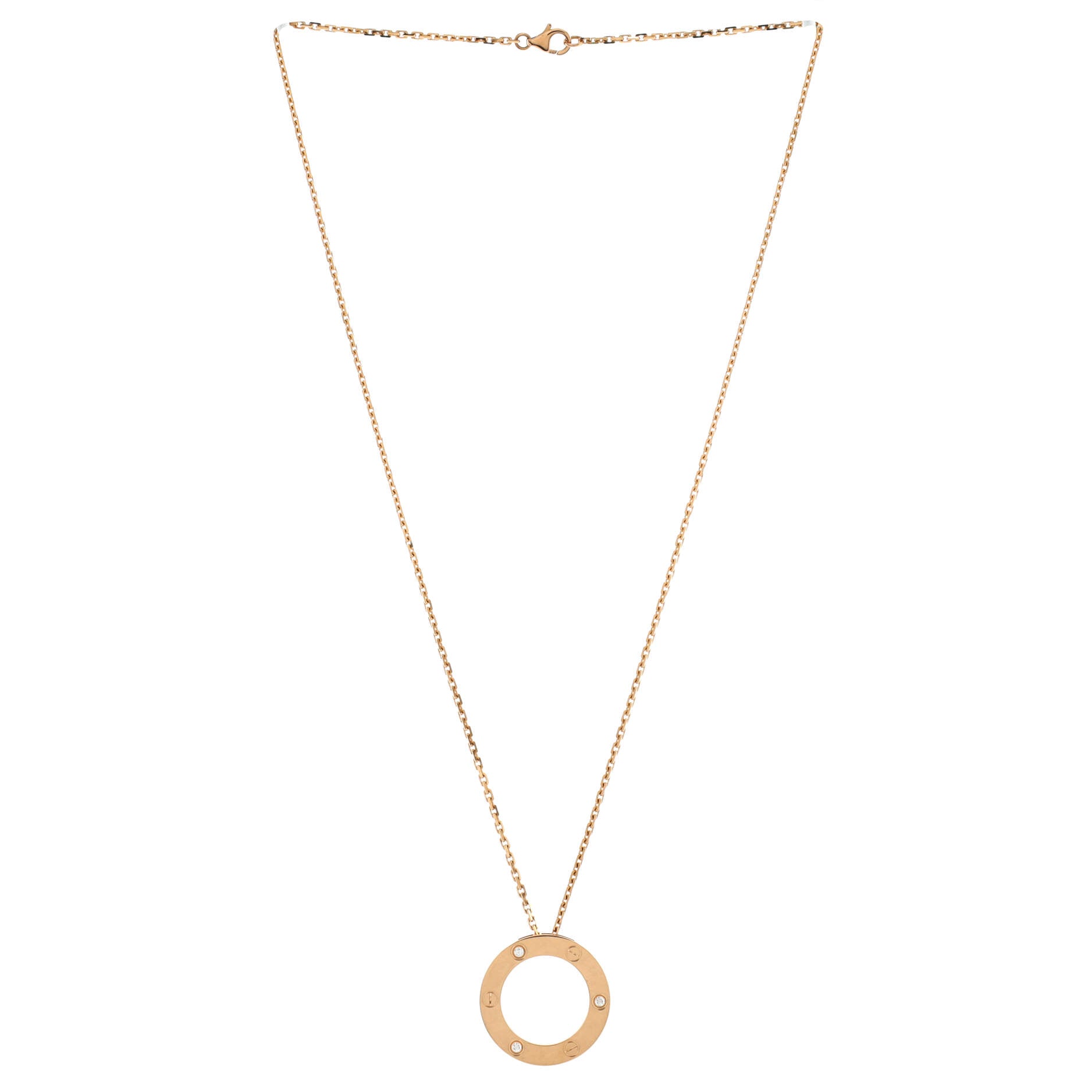 3 Diamonds Love Pendant Necklace 18K Rose Gold and Diamonds