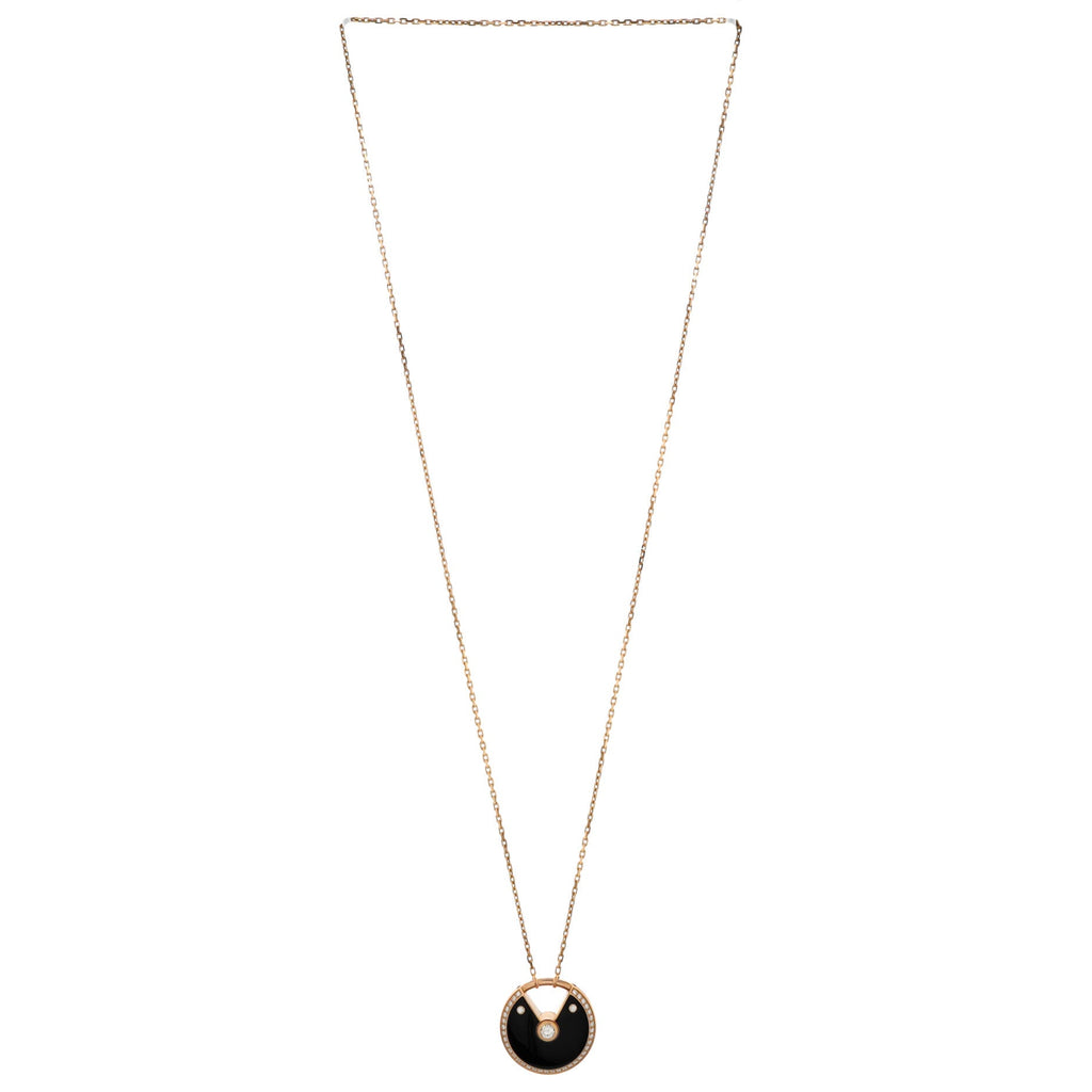 Amulette de Cartier Pendant Necklace 18K Rose Gold with Onyx and Diamonds Medium