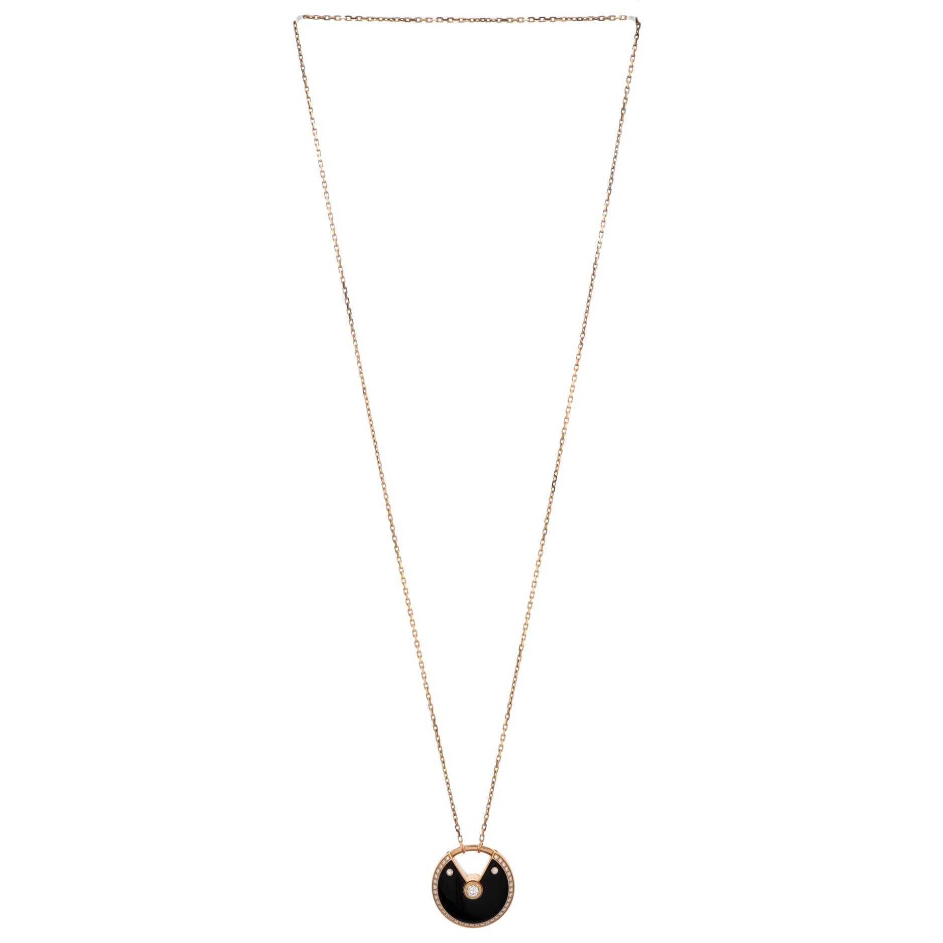 Amulette de Cartier Pendant Necklace 18K Rose Gold with Onyx and Diamonds Medium