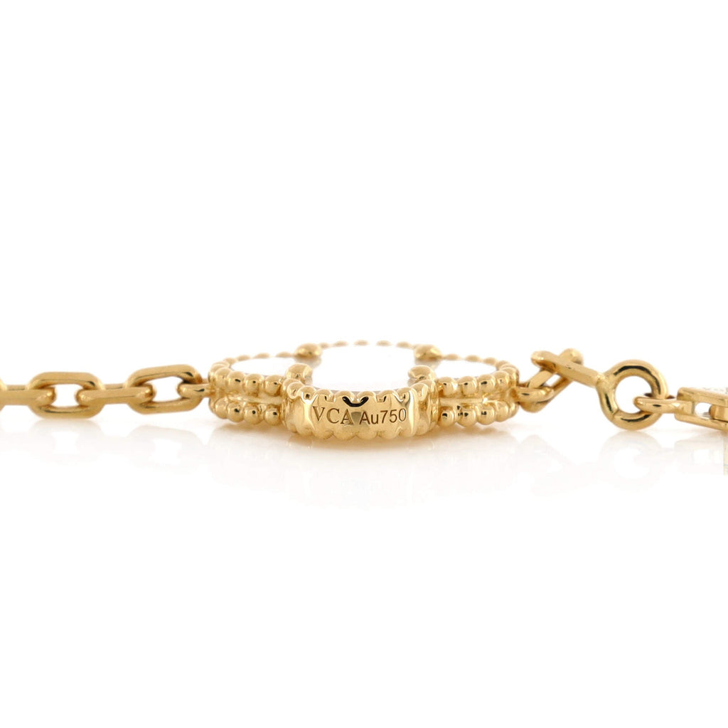 Vintage Alhambra 10 Motifs Necklace 18K Yellow Gold and Mother of Pearl