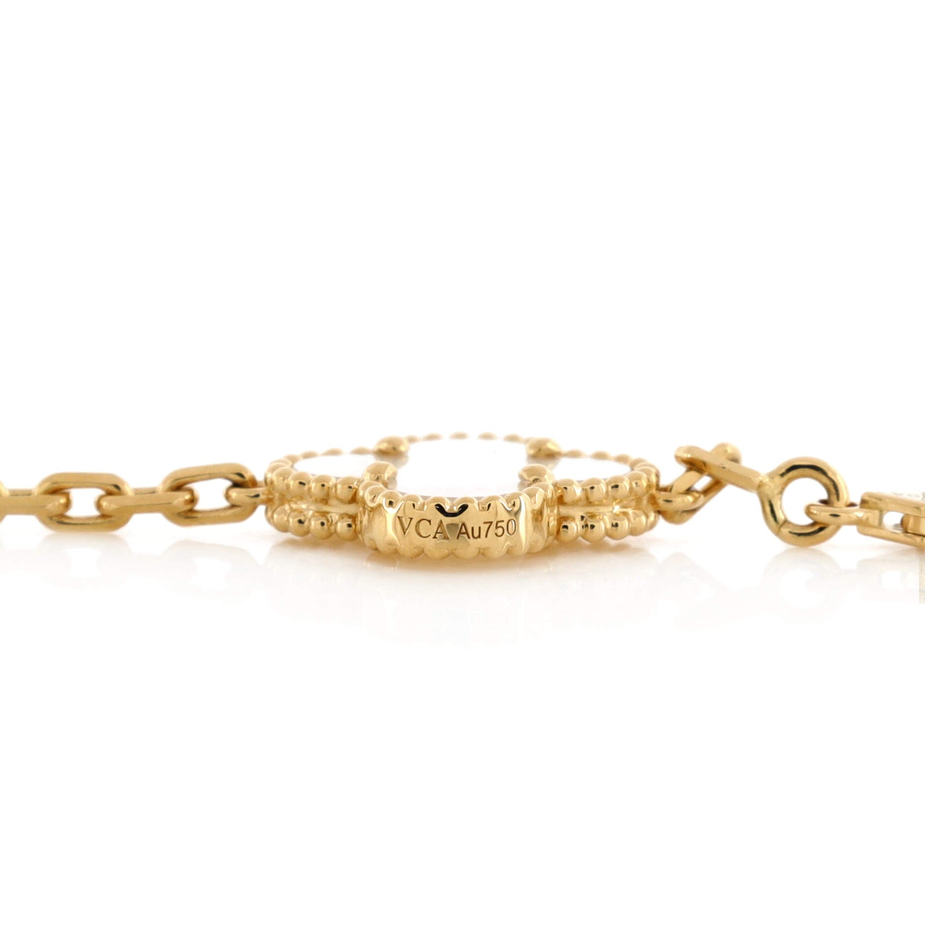 Vintage Alhambra 10 Motifs Necklace 18K Yellow Gold and Mother of Pearl