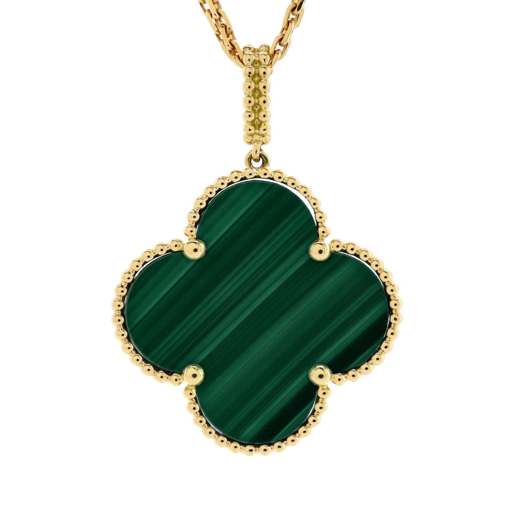 Magic Alhambra Pendant Necklace 18K Yellow Gold and Malachite