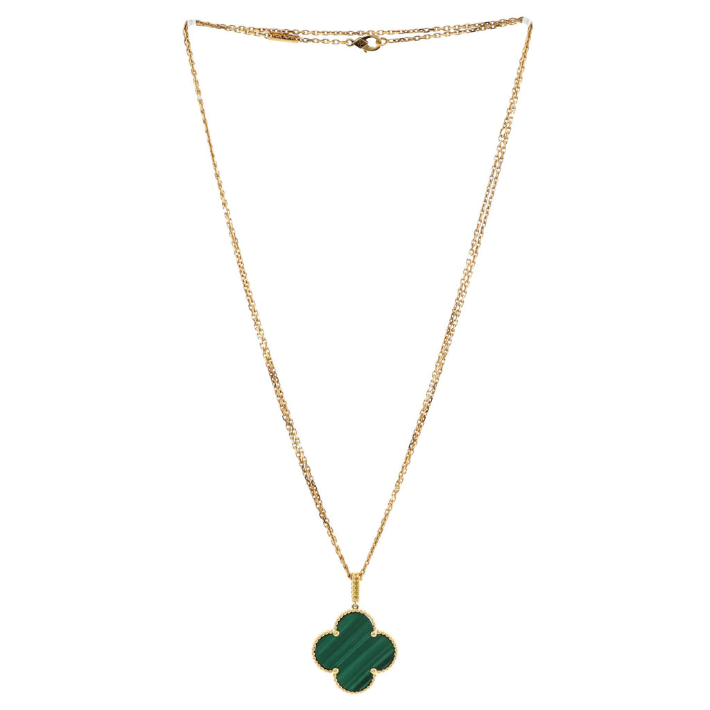 Magic Alhambra Pendant Necklace 18K Yellow Gold and Malachite