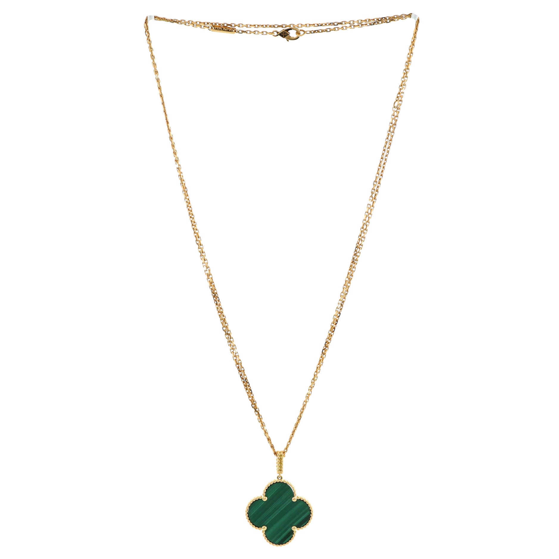 Magic Alhambra Pendant Necklace 18K Yellow Gold and Malachite