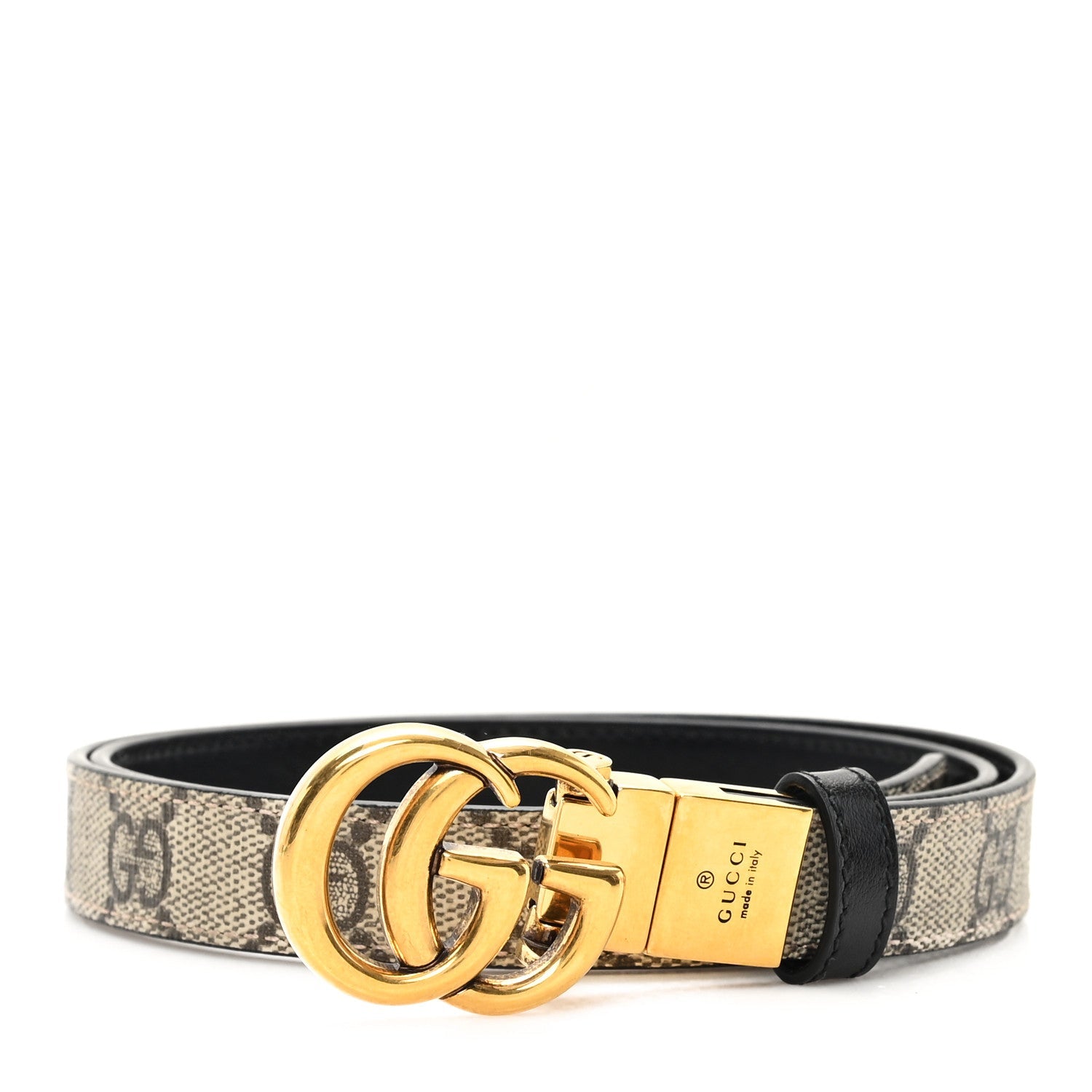 Calfskin GG Supreme Monogram Double G Reversible 20mm Belt 75 30 Beige New Acero