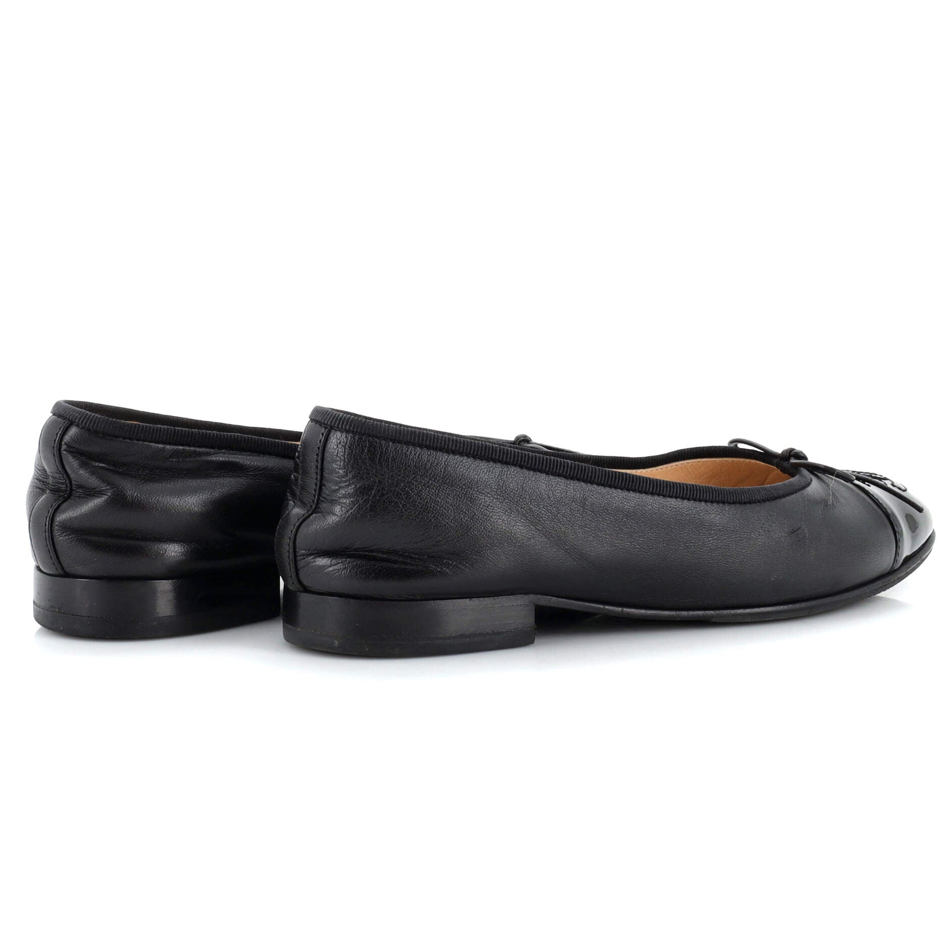Women's CC Cap Toe Bow Ballerina Flats Leather and Patent