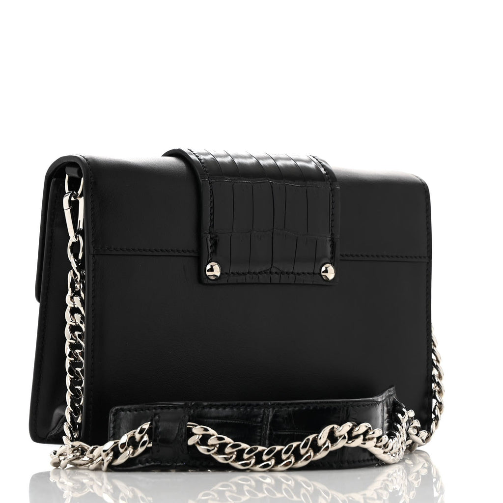 City Calf Cocco Crystal Embellished Ribbon Bag Black