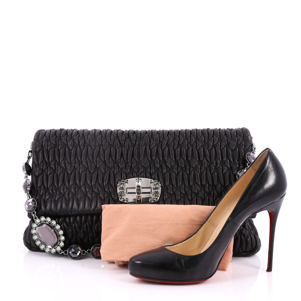 Crystal Clutch Matelasse Leather Large