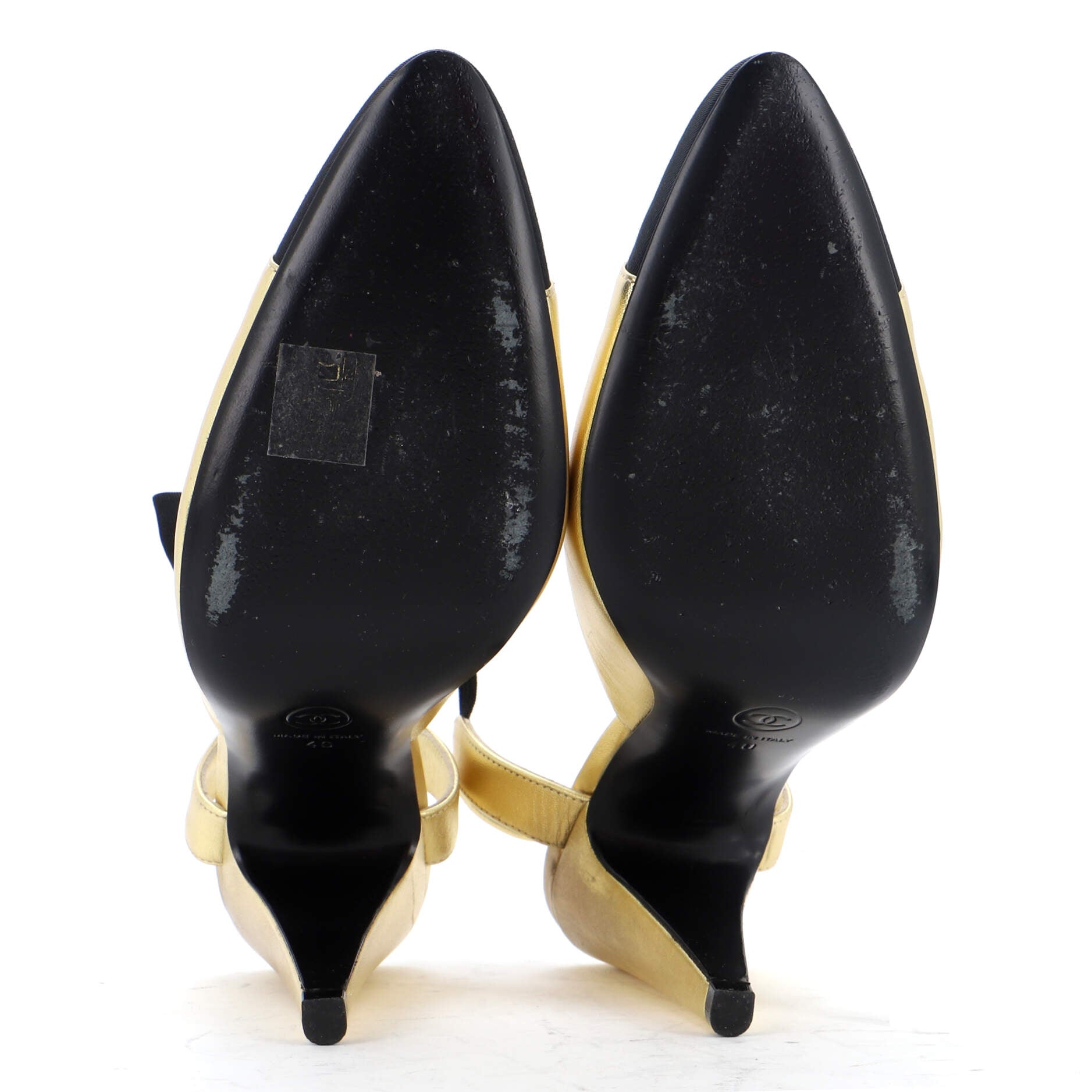 Women's Cap Toe Bow Slingback Pumps Laminated Lambskin with Grosgrain
