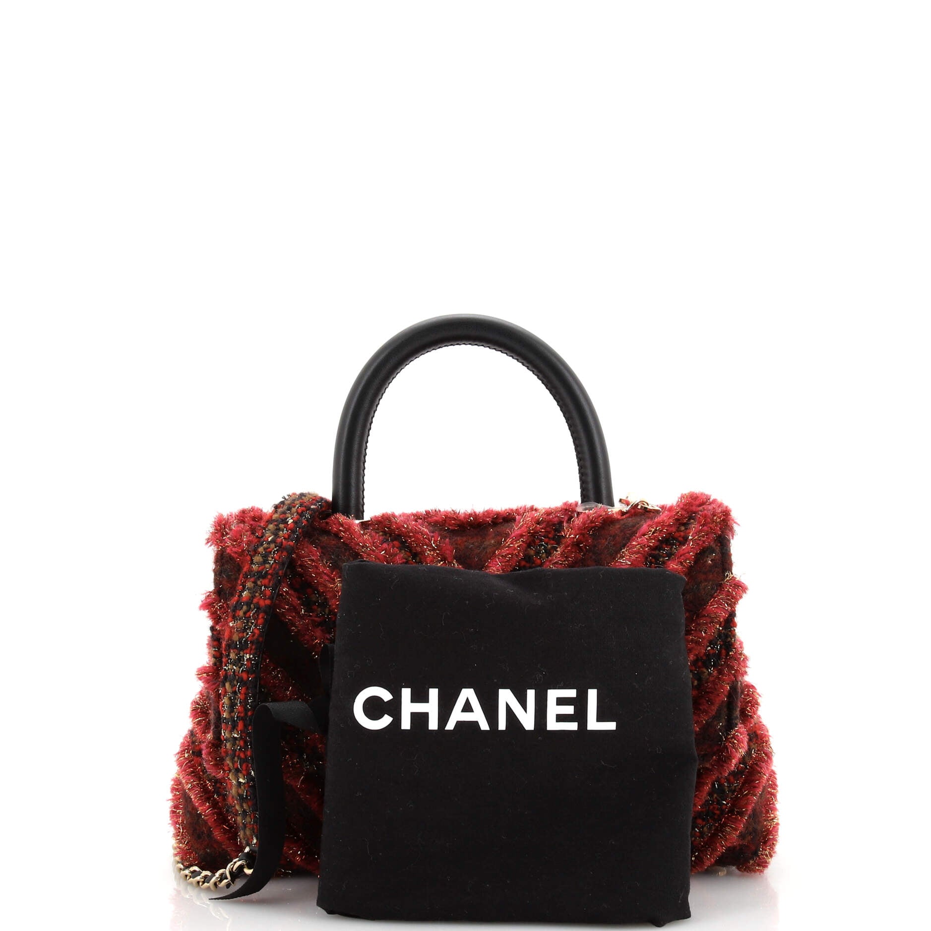 Coco Top Handle Bag Chevron Tweed and Fringed Tinsel Mini