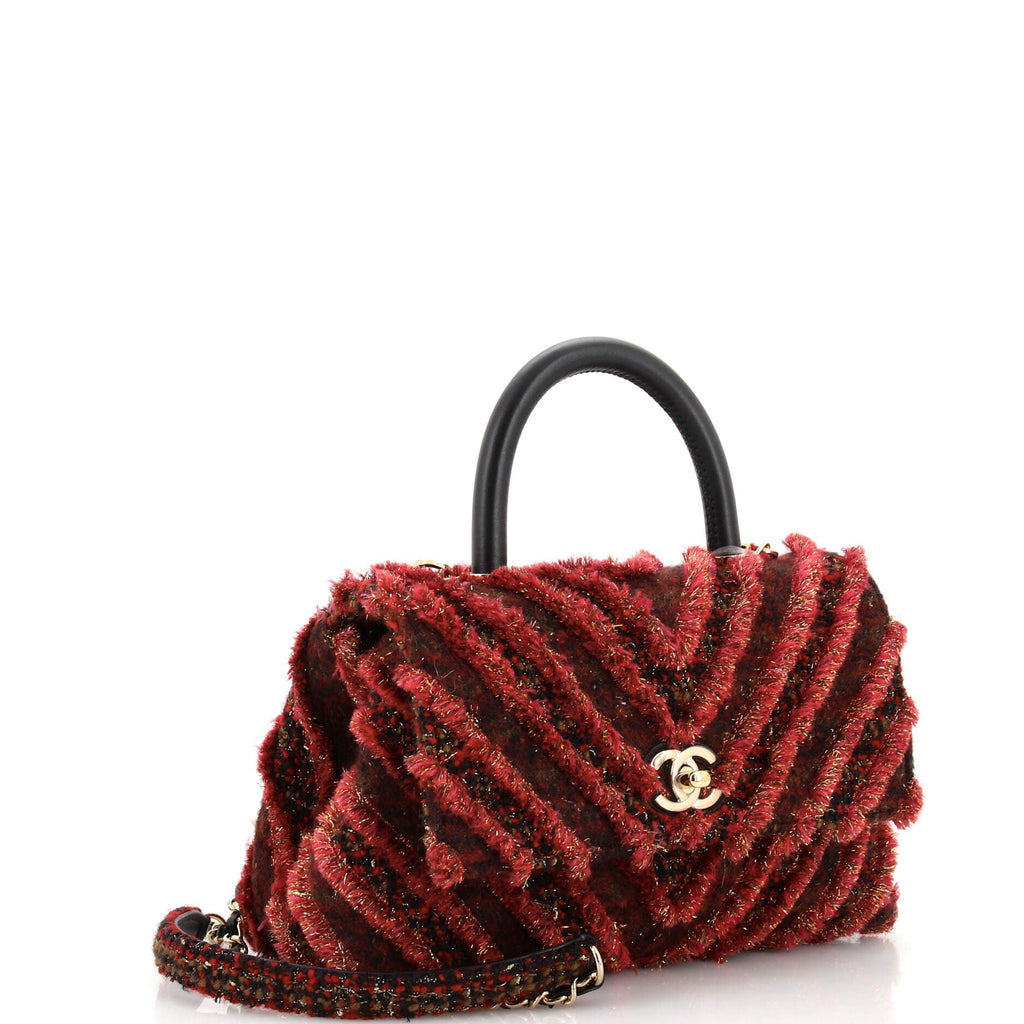 Coco Top Handle Bag Chevron Tweed and Fringed Tinsel Mini