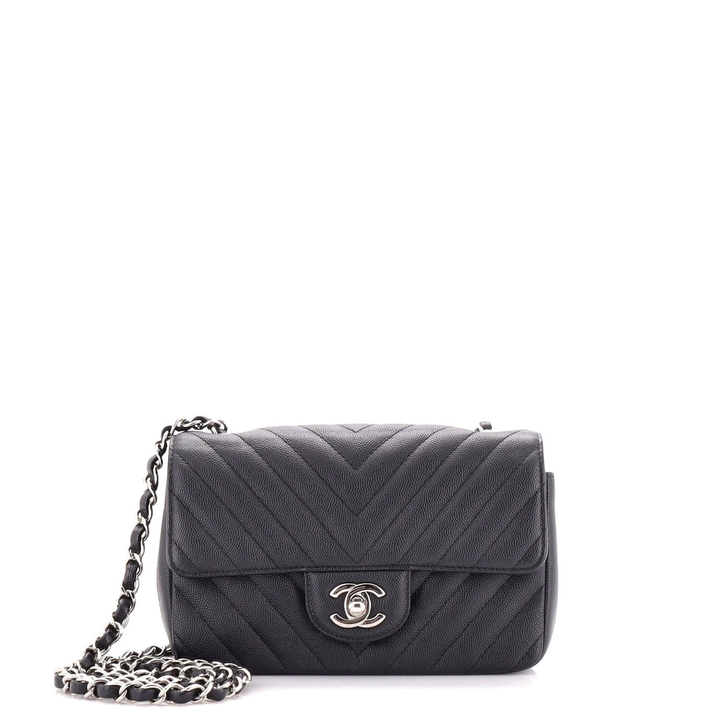 Classic Single Flap Bag Chevron Caviar Mini