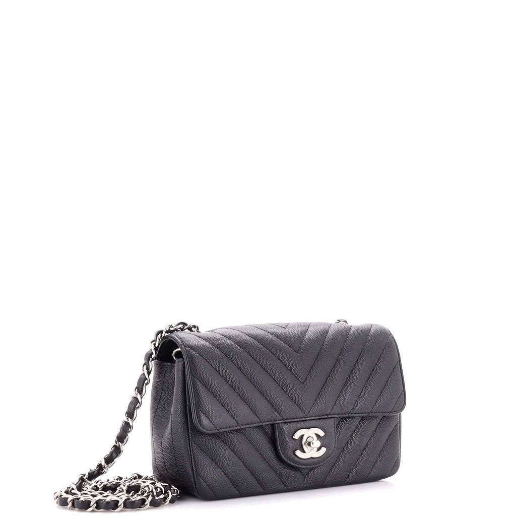 Classic Single Flap Bag Chevron Caviar Mini