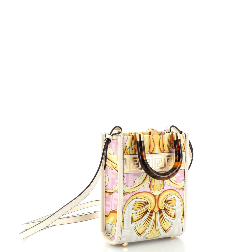 x Versace Fendace Convertible Sunshine Shopper Tote Printed Laminated Leather Mini