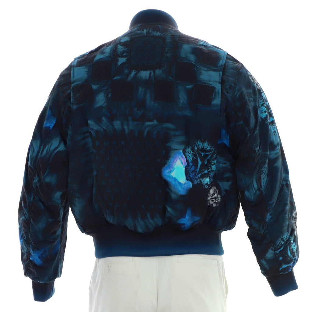 Men's Padded Bomber Jacket Graffiti Damier Salt Printed Nylon