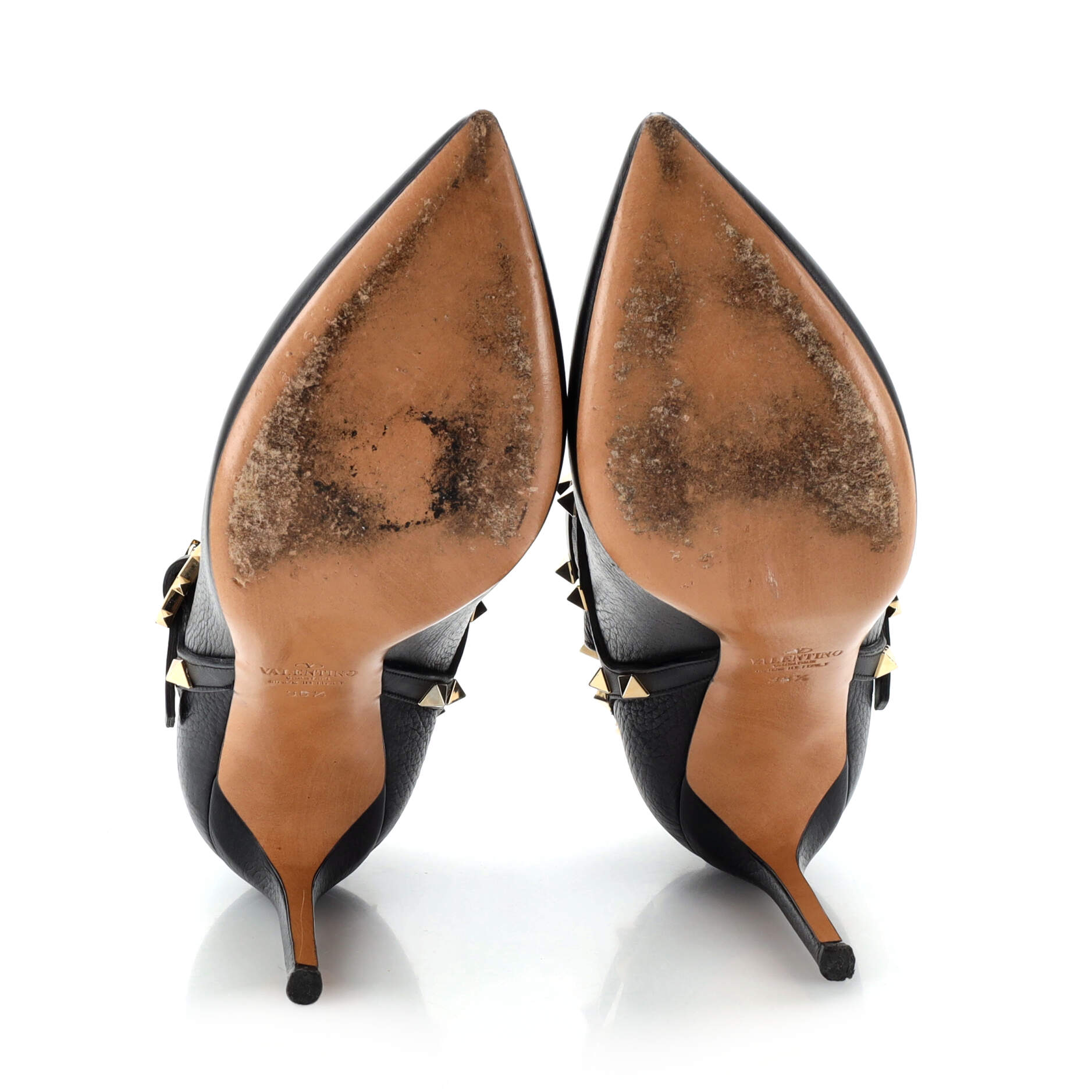 Women's Rockstud Harness Heeled Ankle Boots Leather
