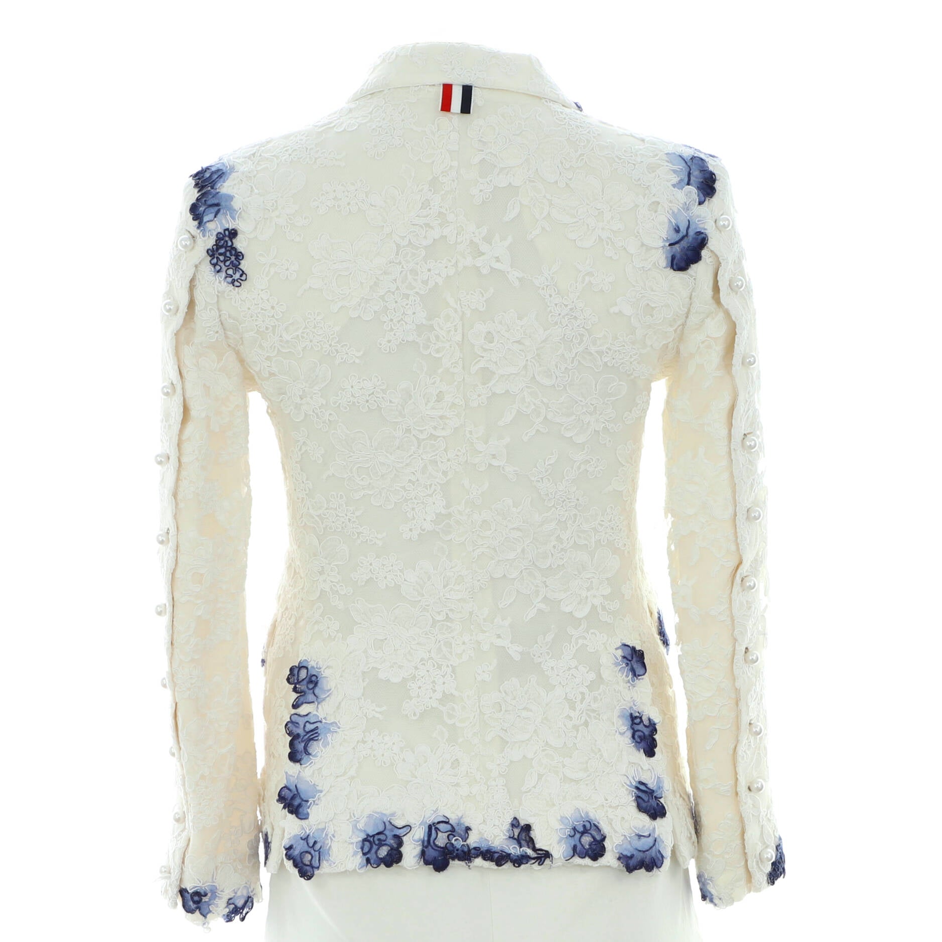 Women's Pearl Button Up Blazer Painted Lace