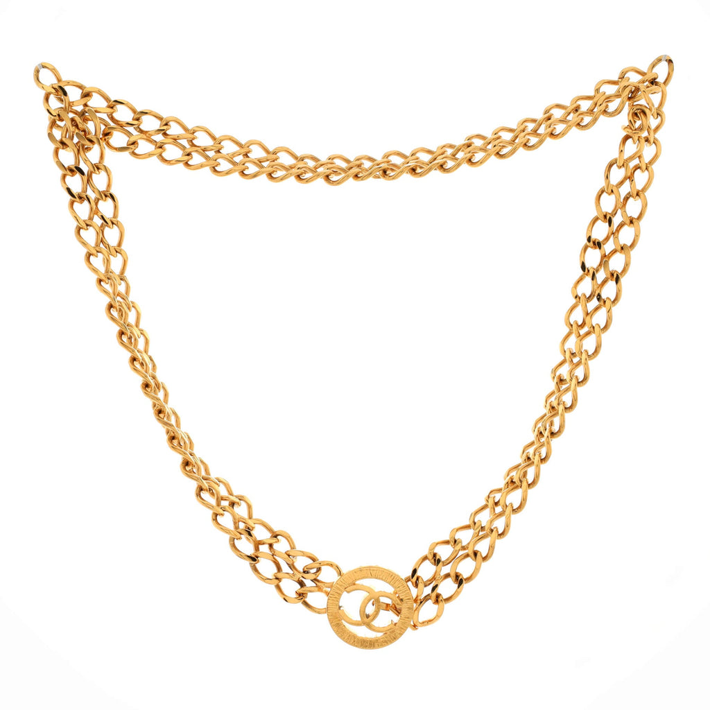 Vintage CC Circle Double Chain Belt Metal 65