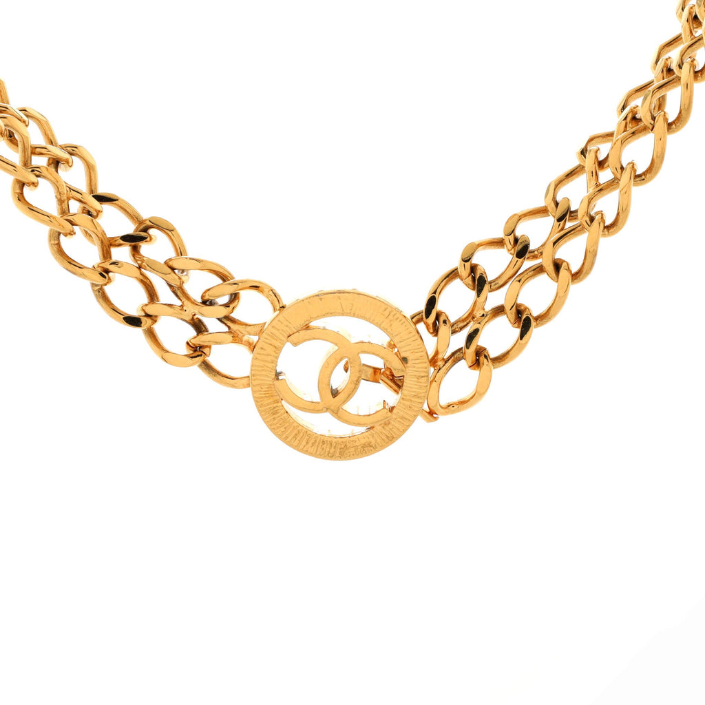 Vintage CC Circle Double Chain Belt Metal 65
